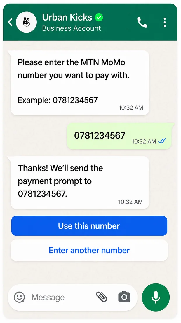 Avyo asks for MoMo number (if needed)